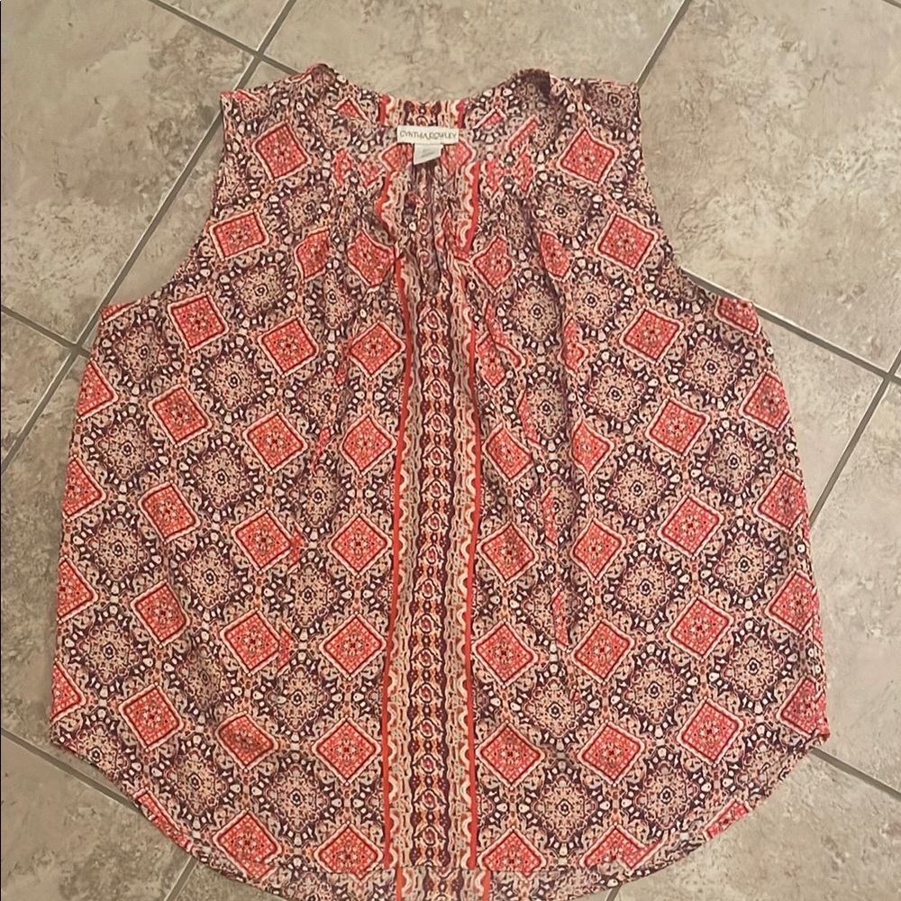 Cynthia Rowley Printed Sleeveless Top - size L